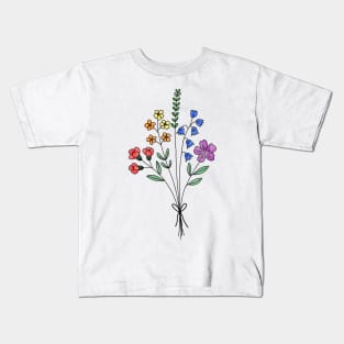 Subtle pride flower bouquet Kids T-Shirt